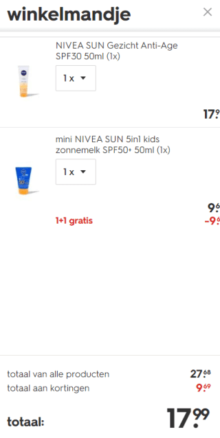 NIVEA zonnebrand 1+1 gratis bij de HEMA