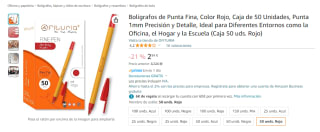 50 Bolígrafos de Punta Fina color rojo por 2,94€