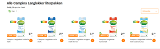 Alle Campina Langlekker literpakken 3 voor €3 bij de AH