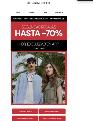 Hasta 70% Descuento Segundas Rebajas 10% Exclusivo en la APP