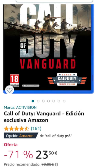 Call of Duty: Vanguard PlayStation 5 por 23,50€.