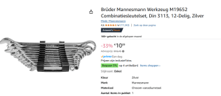 Brüder Mannesmann Werkzeug M19652 Combinatiesleutelset voor €10,09 bij Amazon