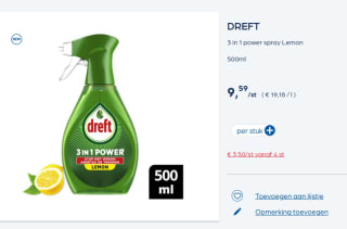 500ml Dreft 3-in-1 power spray voor €3,50 bij Collect & Go