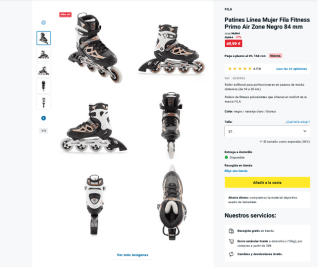 Patines Línea Fila Fitness Primo Air Zone Negro 84 mm Mujer por 49,99€