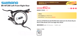 Frenos Hidráulicos Shimano MT200 por $452 en AliExpress