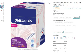 [PRIJSFOUT?!] 50 rode Pelican Stick Super Soft balpennen voor €0,49 bij Amazon NL