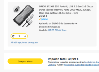 ORICO 512 GB SSD Portátil, USB 3.2 Gen 2x2 Discos Duros sólido externo por 49,99€