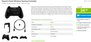 HP HyperX Clutch - Draadloze Gaming Controller voor €34,95 bij Megekko