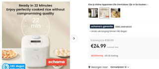 Elektrische Rijstkoker - 4L voor 3-4 Personen voor €24,99 bij Ochama