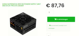 EVGA 850W SuperNOVA 850 G6 Fully modulair (80+Gold) voor €87,76 bij Sicomputers