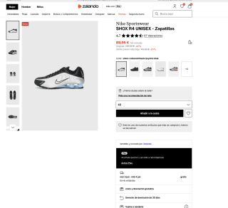 Zapatillas Nike Sportswear SHOX R4 Mujer por solo 89,95€