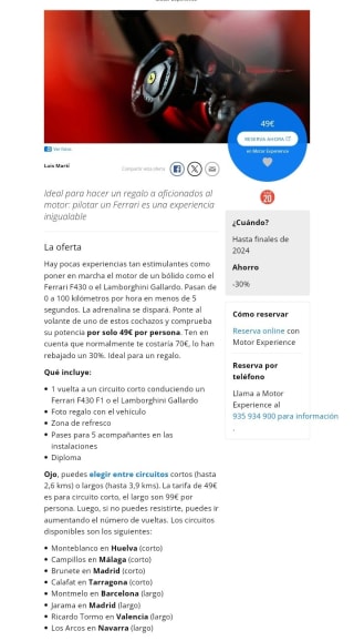 Pilotar un Ferrari o Lamborghini por 49€.