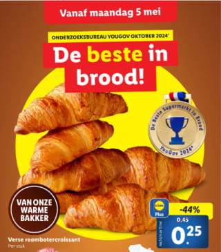 Verse roomboter croissants voor €0,25 bij de Lidl