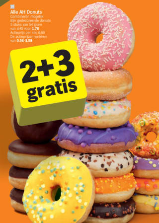 2+3 gratis op donuts bij AH