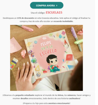 15% Dto en libro personalizado 1er día cole