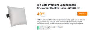 Ten Cate Premium Eedendonzen Driekamer Hoofdkussen - 60x70 cm voor €49 in de Ah voordeelshop