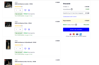 25% extra kassakorting op Lego Architecture bij Bol