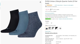 Pack 3 calcetines PUMA Unisex Lifestyle Quarter Socks talla (43-46) por 3,80€