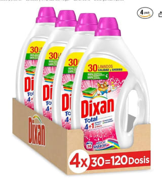 Dixan Gel Detergente Líquido Lavadora, Adiós al Separar Total 4+1, (pack de 4, total: 120 lavados) por 16,46€