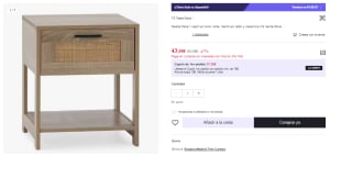 Mesita Dalia 1 cajón, hecho en ratán y melamina por 43.98€ (Cuenta Nueva 31.98€)