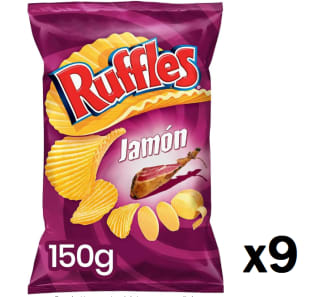9 Bolsas de Ruffles Jamon Patatas Fritas, 150g por 11.83€