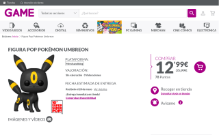 Figura Funko Pop! Pokémon Umbreon 25cm por 12,99€