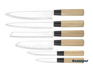 Juego de 6 cuchillos de estilo asiático con hoja de acero inoxidable Esmeyer por 11,99€
