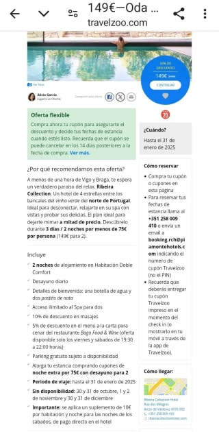 Norte de Portugal 3 días 149€ para 2 personas.