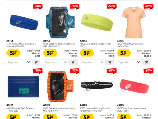 Promocón todas las piezas marca Asics seleccionadosa 5€ desde Deporte Outlet