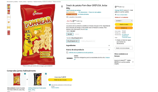Bolsa de 80 gramos de snack de patata Pom-Bear GREFUSA por 0,79€