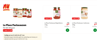 Alle La Place Pastasauzen Pot 265-350 gram voor €1 bij de jumbo