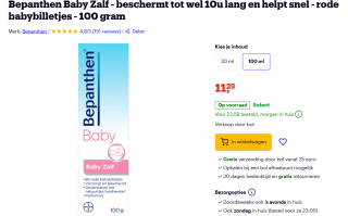 Bepanthen Baby Zalf 100gr voor €11,25 bij Bol