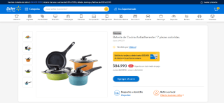 Batería de cocina Roichen antiadherente de 7 piezas coloridas por $84.990
