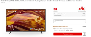 Television LED 55" - Sony BRAVIA 55X75WL, 4K HDR, Smart TV (Google TV), Google Assistant, Alexa, Siri, Bluetooth, Chromecast, Eco, BRAVIA Core, Marco Fino por 799€