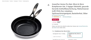 GreenPan Venice Pro Noir 20 & 26 cm pannenset voor €45 met Amazon Prime