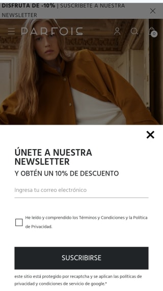 -10% por suscribirnos a la Newsletter Parfois.