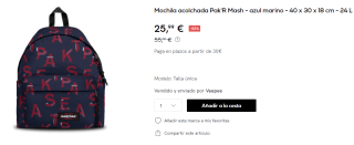 Mochila Eastpak Padded Pak'r® Mash Navy de 24L por 25.99€