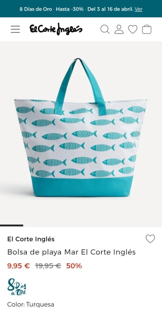 Bolsa de playa Mar El Corte Inglés por 9,95€.