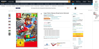 Super Mario Odyssey Nintendo Switch por 34,84€