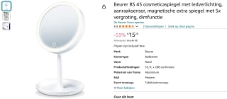 Beurer BS 45 cosmeticaspiegel met ledverlichting voor €15,29 bij Amazon
