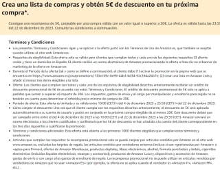 5€ descuento en tu compra de 20€ por hacer lista