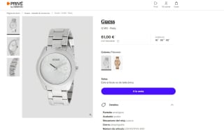 Reloj plateado marca Guess por 61€