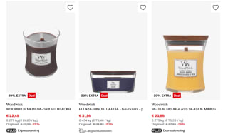 Tot 25% korting op Woodwick kaarsen +20% extra korting dmv code bij Zalando