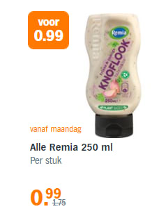 Alle Remia voor €0,99 bij de AH