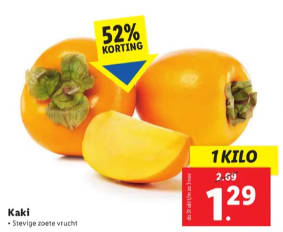 1 kilo Kaki fruit voor €1,29 bij Lidl