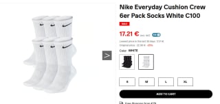 Nike Everyday Cushion Crew Sokken - 6 paar voor €17,21 bij Kickz