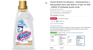 Vanish Reckitt Oxi Advance - Quitamanchas y blanqueador para ropa blanca, en gel, sin lejía - 690ml por 3,82€