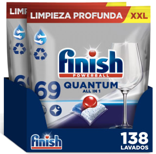 138 Pastillas Finish Quantum All in 1 + 4 Ambientador Lavavajillas Limón por 25,89€