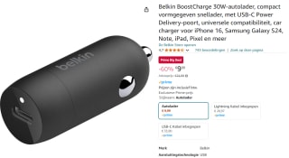 Belkin BoostCharge 30W USB-C Car Charger voor €9,99 met Amazon Prime