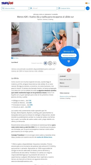 Vuelos al cálido sur por menos de 42€.